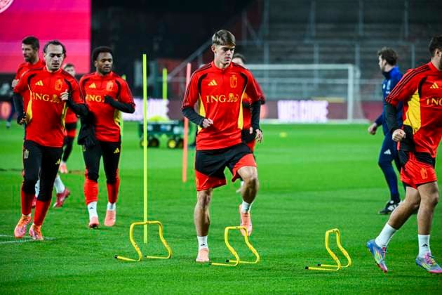 Belgium v Liechtenstein - FIFA World Cup, WM, Weltmeisterschaft, Fussball 2026 UEFA Qualifiers - Media Activities 17 11 2025 LIEGE, BELGIUM - NOVEMBER 17 : De Ketelaere Charles midfielder of Belgium pictured during a training session ahead of the FIFA World Cup 2026 UEFA European Qualifiers group J qualifying round matchday 10 between Belgium and Liechtenstein on November 17, 2025 in Liege, Belgium, 17 11 2025 Liege Belgium  Copyright: xVincentxKalutx