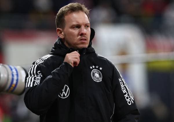17.11.2025, xtgx, Fussball WM-Qualifikation 2026, Deutschland - Slowakei v.l. Trainer Julian Nagelsmann (Deutsche Fussball Nationalmannschaft DFB) (DFL DFB REGULATIONS PROHIBIT ANY USE OF PHOTOGRAPHS as IMAGE SEQUENCES and or QUASI-VIDEO) Leipzig *** 17 11 2025, xtgx, Football World Cup Qualification 2026, Germany Slovakia v l Coach Julian Nagelsmann German National Football Team DFB DFL DFB REGULATIONS PROHIBIT ANY USE OF PHOTOGRAPHS as IMAGE SEQUENCES and or QUASI VIDEO Leipzig