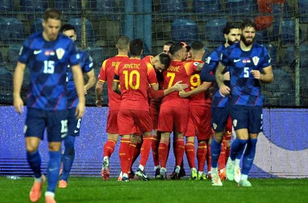 Podgorica, Montenegro, 171125. City Stadium. Football match of the 10th round of Group L of the European qualifiers for the FIFA World Cup, WM, Weltmeisterschaft, Fussball 2026, Montenegro - Croatia. In the photo: Montenegro s celebration. Photo: Tom Dubravec CROPIX Split CROATIA Copyright: xxTomxDubravecx crna_gora_hrvatska10-171125