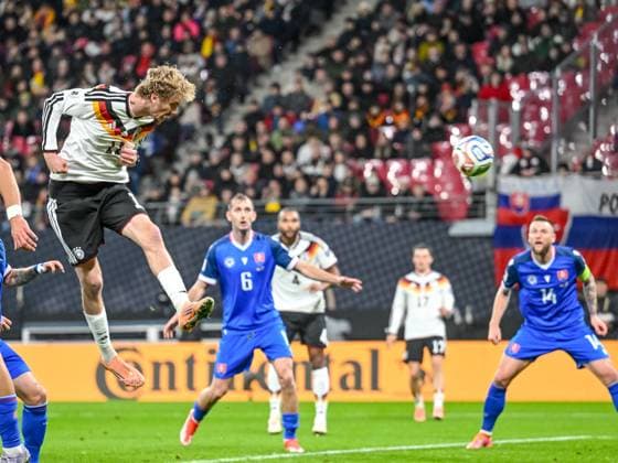 Nick Woltemade (Germany) scores his team s first goal during the FIFA World Cup, WM, Weltmeisterschaft, Fussball 2026 qualifier match between Germany and Slovakia at Red Bull Arena on November 17, 2025 in Leipzig, Germany. (Photo by Harry Langer DeFodi Images)