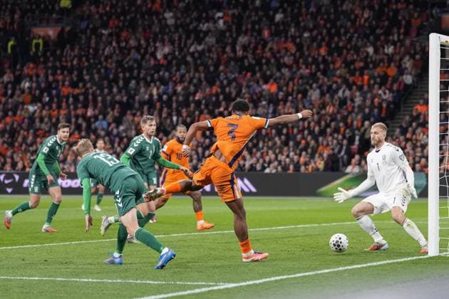 AMSTERDAM, 17-11-2025, Johan Cruijff ArenA , season 2025 2026 , FIFA World Cup, WM, Weltmeisterschaft, Fussball Qualifier football , match between The Netherlands and Lithuania. Pictures shows Netherlands player Jurrien Timber Netherlands - Lithuania  x32076004x Copyright: