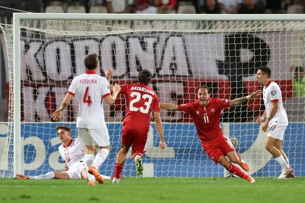 TA QALI 17.11.2025 MECZ 8. KOLEJKA GRUPA G ELIMINACJE DO MISTRZOSTW SWIATA 2026: MALTA - POLSKA --- FIFA World Cup, WM, Weltmeisterschaft, Fussball 2026 QUALIFYING ROUND GROUP G MATCH: MALTA - POLAND MICHAL SKORAS JAKUB KIWIOR ALEXANDER SATARIANO IRVIN CARDONA BARTOSZ SLISZ FOT. PIOTR KUCZA FOTOPYK NEWSPIX.PL --- newspix.pl 