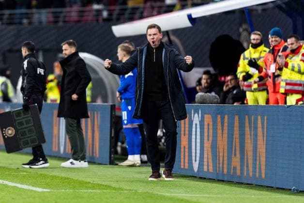 FIFA World Cup, WM, Weltmeisterschaft, Fussball UEFA Qualifiers: Deutschland - Slowakei; 17.11.2025 Julian Nagelsmann (Bundestrainer Deutschland) bejubelt das 5:0 durch Ridle Baku (Deutschland, 23), Tor, Torjubel FIFA World Cup UEFA Qualifiers: Deutschland - Slowakei; Leipzig, Red Bull Arena, 17.11.2025 Copyright: xBEAUTIFULxSPORTS Wunderlx