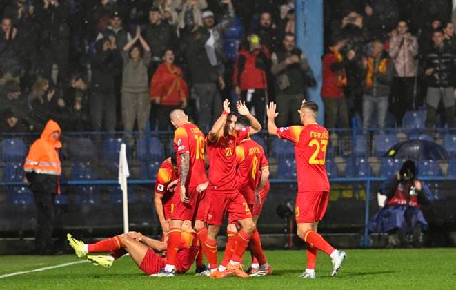 Montenegro v Croatia - FIFA World Cup, WM, Weltmeisterschaft, Fussball 2026 Qualifier PODGORICA, MONTENEGRO - NOVEMBER 17: Players of Montenegro celebrate their second goal during the FIFA World Cup 2026 qualifier match between Montenegro and Croatia at Podgorica City Stadium on November 17, 2025 in Podgorica, Montenegro.  StefanxIvanovic PIXSELL