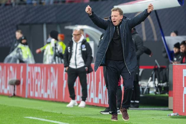 UEFA European Qualifiers - WM Qualifikation - 25 26 - Deutschland - Slowakei am 17.11.2025 in der Red Bull Arena in Leipzig Trainer Julian Nagelsmann (Deutschland) jubelt und freut sich über dasTor