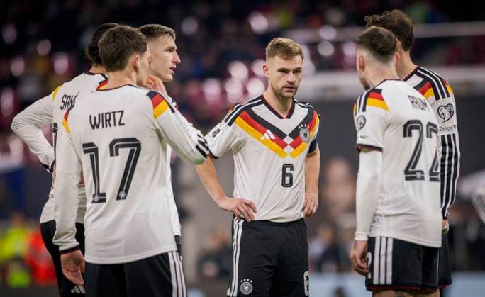 Leipzig, Germany. 17th Nov 2025. Florian Wirtz (DFB) Nico Schlotterbeck (DFB) Joshua Kimmich (DFB) David Raum (DFB) Germany - Slovakia Deutschland - Slowakei 17.11.2025