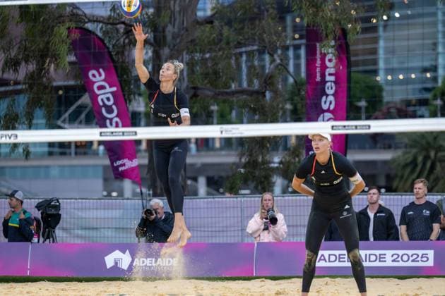 RECORD DATE NOT STATED ADELAIDE, AUSTRALIA - NOVEMBER 18: Louisa Lippmann (Player 2 - GER), Linda Bock (Player 1 - GER) during the Beach volleyball, Beachvolleyball World Championships at Adelaide on November 18, 2025 in Adelaide, Australia. Australia Copyright: xBEAUTIFULxSPORTS PeterxWeberx