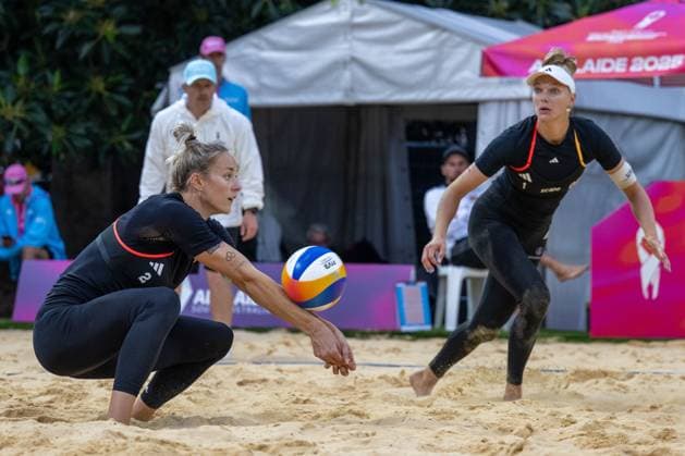 RECORD DATE NOT STATED ADELAIDE, AUSTRALIA - NOVEMBER 18: Louisa Lippmann (Player 2 - GER), Linda Bock (Player 1 - GER) during the Beach volleyball, Beachvolleyball World Championships at Adelaide on November 18, 2025 in Adelaide, Australia. Australia Copyright: xBEAUTIFULxSPORTS PeterxWeberx