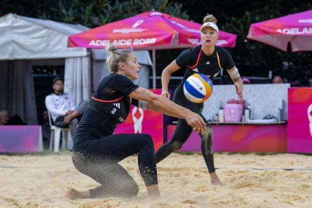 RECORD DATE NOT STATED ADELAIDE, AUSTRALIA - NOVEMBER 18: Louisa Lippmann (Player 2 - GER), Linda Bock (Player 1 - GER) during the Beach volleyball, Beachvolleyball World Championships at Adelaide on November 18, 2025 in Adelaide, Australia. Australia Copyright: xBEAUTIFULxSPORTS PeterxWeberx