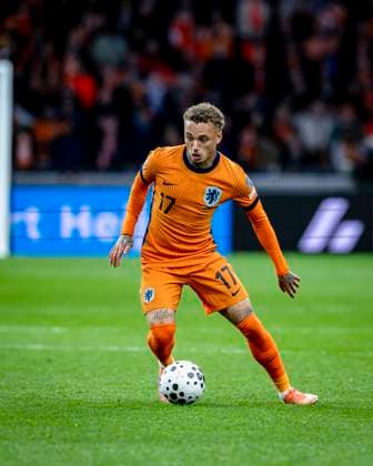Netherlands forwarder Noa Lang, during the match FOOTBALL - EUROPEAN QUALIFIERS - NETHERLANDS - LITHUANIA at the Johan Cruijff ArenA for the FIFA World Cup, WM, Weltmeisterschaft, Fussball 2026 UEFA Qualifiers - Group G - Matchday 10 season 2025-2026 in AMSTERDAM, Netherlands on 17 november 2025, (photo by Stefan Koops EYE4images DeFodi Images)
