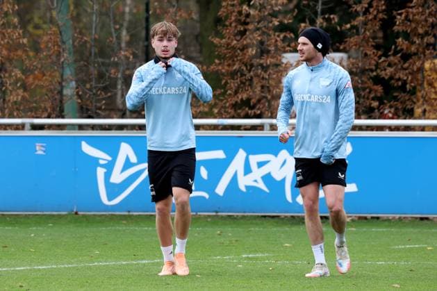 DEU, DFL, 2. FBL Hertha BSC, Training, 18.11.2025, Sportforum, Berlin, DEU, DFL, 2. FBL Hertha BSC, Training, im Bild Pascal Klemens (Hertha BSC Berlin 41) DFL - regulations prohibit any use of Photographs as image sequences and or quasi-video