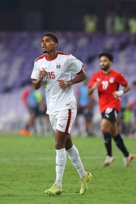 2025, 17 November - Al Ain, UAE - Laros Duarte of Cape Verde national football team, Cabo Verde during the FIFA friendly international team match between Egypt national team, Nationalteam and Cape Verde National team, Cabo Verde at Hazza bin Zayed Stadium in Ak Ain, UAE. FIFA Friendly international match, Länderspiel, Nationalmannschaft Egypt National team v Cape Verde, Cabo Verde National team before World Cup 2026 Copyright: xSebastianxFrejx