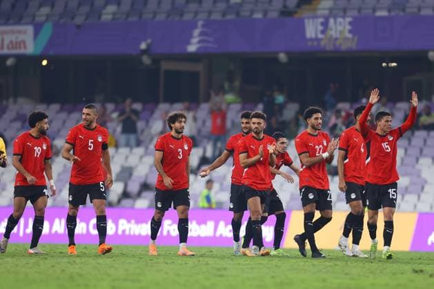 2025, 17 November - Al Ain, UAE - Marwan Attia of Egypt national team, Nationalteam Ramy Rabia of Egypt national team, Mohamed Hany of Egypt national team, Omar Marmoush of Egypt national team, Mohamed Shehata of Egypt national team during the FIFA friendly international team match between Egypt National team and Cape Verde National team at Hazza bin Zayed Stadium in Ak Ain, UAE. FIFA Friendly international match, Länderspiel, Nationalmannschaft Egypt National team v Cape Verde National team before World Cup 2026 Copyright: xSebastianxFrejx