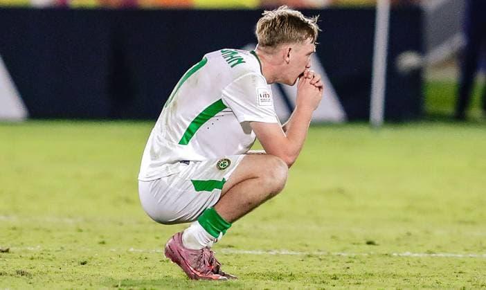 2025 FIFA Under 17 World Cup Round of 16, Aspire Zone Pitch 1, Doha, Qatar 18 11 2025 Switzerland vs Ireland Ireland™s Michael Noonan dejected after the match Michael Noonan dejected after the match 18 11 2025  Copyright: x INPHOx IMG_0579