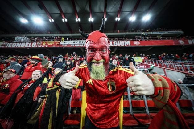 Red devils fan Olivier Didion pictured before a soccer game between Belgium s Red Devils and Liechtenstein, the last FIFA World Cup, WM, Weltmeisterschaft, Fussball 2026 qualification match, in Liege on Tuesday 18 November 2025. BRUNOxFAHY  x142512239x