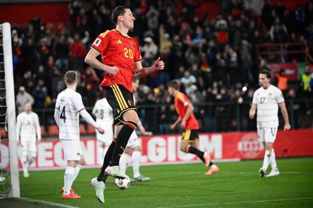 Belgium v Liechtenstein - FIFA World Cup, WM, Weltmeisterschaft, Fussball 2026 UEFA Qualifiers LIEGE, BELGIUM - NOVEMBER 18 : Vanaken Hans midfielder of Belgium celebrates scoring a goal during the FIFA World Cup 2026 UEFA European Qualifiers group J qualifying round matchday 10 between Belgium and Liechtenstein on November 18, 2025 in Liege, Belgium, 18 11 2025 Liege Belgium  Copyright: xPeterxDexVoechtx