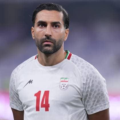18 November 2025 : Saman Ghoddos of Iran national team, Nationalteam of Iran national team, head and shoulders, headshot during the FIFA football friendly international soccer match between Uzbekistan National team and Iran national team at Al Maktoum Stadium stadium, Dubai city.UAE Uzbekistan National team v Iran national team, portraits pre World Cup 2026 Copyright: xSebastianxFrejx