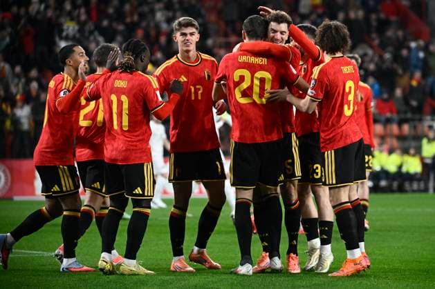 Belgium v Liechtenstein - FIFA World Cup, WM, Weltmeisterschaft, Fussball 2026 UEFA Qualifiers LIEGE, BELGIUM - NOVEMBER 18 : Vanaken Hans midfielder of Belgium celebrates scoring a goal during the FIFA World Cup 2026 UEFA European Qualifiers group J qualifying round matchday 10 between Belgium and Liechtenstein on November 18, 2025 in Liege, Belgium, 18 11 2025 Liege Belgium  Copyright: xPeterxDexVoechtx