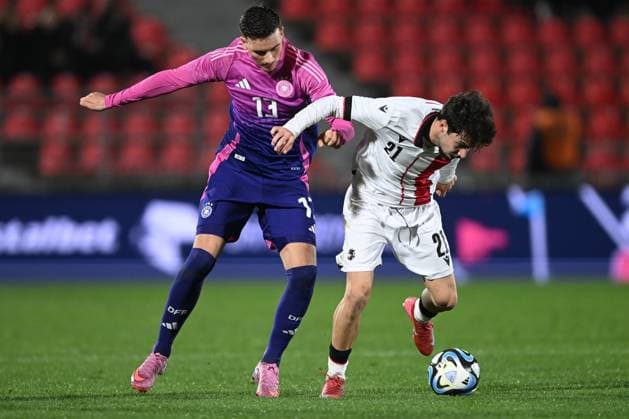 European Under-21 Championship 2027 qualifying round, Georgia 0-2 Germany, Said El Mala ( 13 of Germany Under-21), Giorgi Tabatadze ( 21 of Georgia Under-21) , November 18, 2025, Mikheil Meskhi stadium, Tbilisi, Georgia Copyright: xx European Under-21 Championship 2027 qualifying round, Georgia 0-2 Germany-13