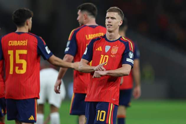 ESP: Spain a- Turkey. La Liga EA Sports. Date 6 Dani Olmo of Spain during the World Cup 2026 Qualifying match between Spain and Turkey played at La Cartuja Stadium on November 18, 2025 in Sevilla, Spain. kpng Copyright: xAntonioxPozox xPRESSINx AP_251118_SPA_TUR_006