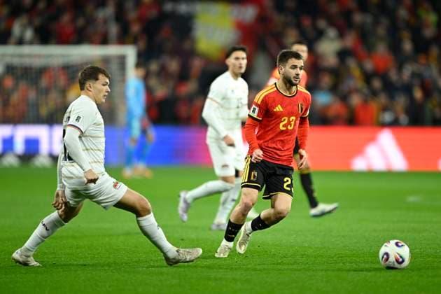 Belgium v Liechtenstein - FIFA World Cup, WM, Weltmeisterschaft, Fussball 2026 UEFA Qualifiers LIEGE, BELGIUM - NOVEMBER 18 : Raskin Nicolas midfielder of Belgium in action during the FIFA World Cup 2026 UEFA European Qualifiers group J qualifying round matchday 10 between Belgium and Liechtenstein on November 18, 2025 in Liege, Belgium, 18 11 2025 Liege Belgium  Copyright: xNicoxVereeckenx