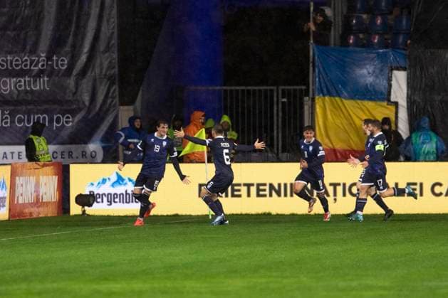 November 18, 2025, FIFA World Cup, WM, Weltmeisterschaft, Fussball Qualifier, Qualifying round, Matchday 10, Group H, Romania vs San Marino,Stadionul Ilie Oana, Ploiesti, Romania 19 Nicolas Giacopetti scores his team first goal