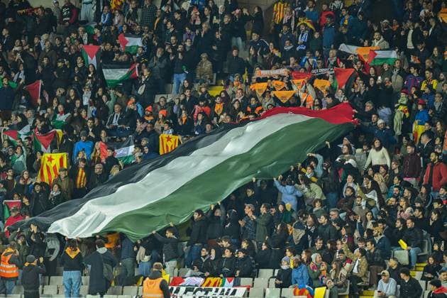 CATALONIA v PALESTINE LLUIS COMPANYS OLYMPIC STADIUM,BARCELONA. November 18,2025 CATALONIA - PALESTINE November 18,2025 General view of palestine flag during the friendly match between the national teams of Catalonia and Palestine at Estadi Olimpic Lluis Companys Olympic Stadium of Montjuic in Barcelona, Spain, on November 18, 2025. Barcelona ESP Copyright: xS.xRosx
