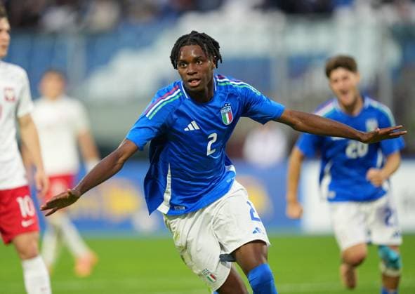 Italy v Poland: European Under-19 Championship 2026- Round 1 Javison Osarumwense Idele of Italy celebrates a goal during the qualifying match for the European Under-19 Championship - Wales 2026, between Italy and Poland at the Angelo Massimino stadium in Catania, Italy, on November 18, 2025. Catania Italy  Copyright: xGabrielexMaricchiolox originalFilename:maricchiolo-italyvpo251118_npvbs.jpg