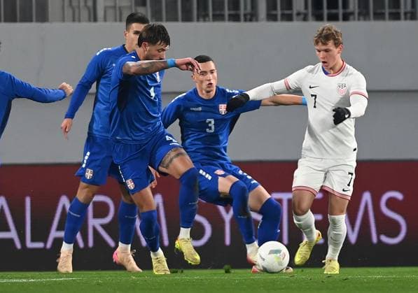 Fußball, U21 Länderspiel, Serbien - USA U21, U 21 SERBIA vs USA COLE CAMPBELL, young football player of USA U21, during the match against Serbia U21, at TSC Arena. Backa Topola, 18.11.2025. photo: Nebojsa Parausic MN Press Photo FOOTBALL, FRIENDLY MATCH, U21 USA, SERBIA Backa Topola TSC Arena Serbia Copyright: xNebojsaxParausicx xMNxPressx