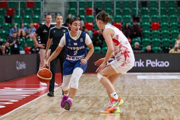 Basketball, Frauen EM Quali, Polen - Zypern Sosnowiec 18.11.2025. Koszykowka FIBA EuroBasket 2027 kobiet - kwalifikacje sezon 2025 2026 kolejka 3 mecz: Polska - Cypr --- FIBA Women s EuroBasket 2027 Qualifiers round 3 match: Poland - Cyprus nz Ioanna Kyprianou, Fot. Michal Gaciarz Arena Akcji NEWSPIX.PL --- newspix.pl POLAND OUT! 