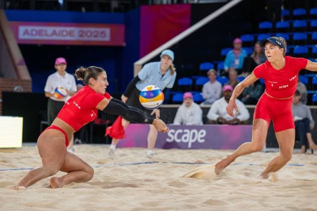 RECORD DATE NOT STATED ADELAIDE, AUSTRALIA - NOVEMBER 18: Lexy Denaburg (Player 2 - USA), Julia Donlin (Player 1 - USA) during the Beach volleyball, Beachvolleyball World Championships at Adelaide on November 18, 2025 in Adelaide, Australia. Australia Copyright: xBEAUTIFULxSPORTS PeterxWeberx