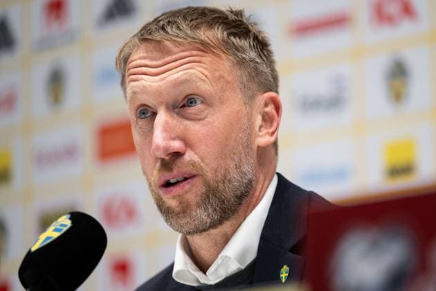 251118 Head coach Graham Potter of Sweden at the press conference, PK, Pressekonferenz after the FIFA World Cup, WM, Weltmeisterschaft, Fussball Qualifier football match between Sweden and Slovenia on November 18, 2025 in Stockholm. Photo: Johanna Säll BILDBYRAN kod JL JM0752 bbeng fotboll football soccer fotball vm-kval fifa world cup qualifier sverige sweden sverige a slovenien slovenia Copyright: JOHANNAxSÄLL BB251118BB757