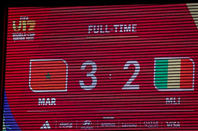 Fußball, U17 WM, Marokko - Mali WM Fussball FIFA U17, U 17 U 17 Weltmeisterschaft Katar 2025, Marokko vs Mali - Achtelfinale: Freude, Emotionen, Jubel nach dem Sieg für das Team aus Marokko Copyright: xRedhaxHosnixSegganix