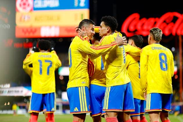 November 18, 2025: During the game, Colombia celebrates a goal made by Colombia forward Luis Diaz 7 in an International Friendly, Länderspiel, Nationalmannschaft match between Colombia and Australia at Citi Field in Queens, New York. Colombia defeats Australia 3-0. Cal Media - ZUMAc04_ 20251118_zma_c04_313 Copyright: xShaquanxWoodyx