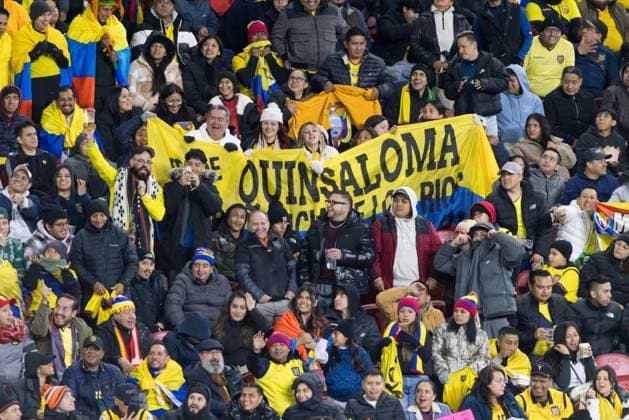 Ecuador and New Zealand in the United States Ecuador fans during a friendly match against New Zealand at the Sports Illustrated studios in Harrison, United States, on the afternoon of Tuesday, November 18, 2025. HARRISON NJ United States Copyright: xWilliamxVolcovx