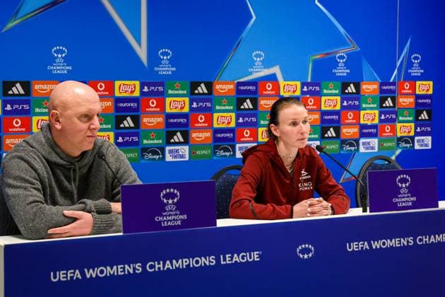 251014 OH Leuven press conference, PK, Pressekonferenz head coach Arno Van Den Abbeel of OHL and Sara Pusztai (8) of OH Leuven pictured during the OH Leuven MD-1 press conference ahead of a female soccer match between OH Leuven (BEL) and AS Roma (ITA), 2025-2026 season of UEFA Women™s Champions League , on Wednesday 19 November 2025 in LEUVEN , Belgium . PHOTO SPORTPIX Sevil Oktem LEUVEN DEN DREEF Vlaams-Brabant Belgium  Copyright: xSportpix.bex xSevilxOktemxSevilxOktemx