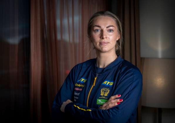 HALMSTAD 2025-11-19 Kristin Thorleifsdottir (29) during Wednesday s press conference, PK, Pressekonferenz with the Swedish national handball team at Scandic Hallandia in Halmstad. HALMSTAD SWEDEN x50090x