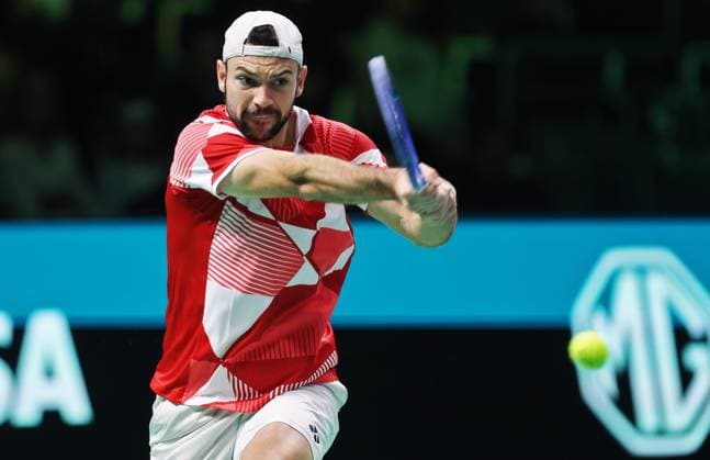 TENNIS - Davis Cup Final 8 BOLOGNA,ITALY,19.NOV.25 - TENNIS - ITF Davis Cup, Final 8, Italy vs Austria. Image shows Jurij Rodionov (AUT).  GEPAxpictures xMatthiasxHauer