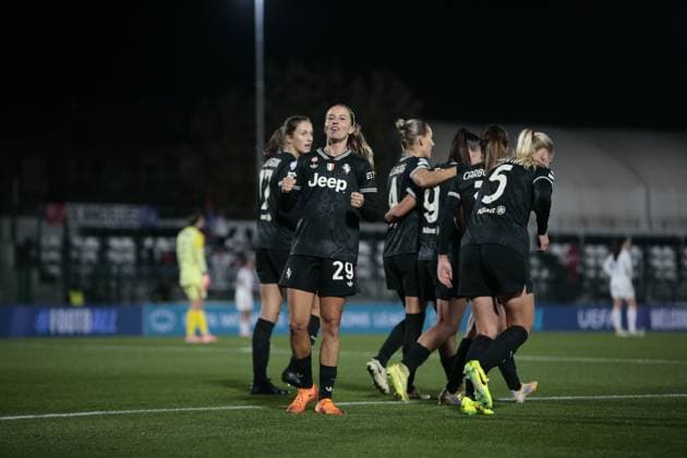 Tatiana Ferreira Pinto of Juventus Women celebrating after a goal during the UEFA Women s Champions League 2025-26 football match between Juventus Women and OL Lyonnes on 19 November 2025 at â?? Pozzo-La Marmora Stadium, Biella,Italy. Photo Nderim KACELI  Copyright: xNderimxKaceli IPAxSportx xipa-agency.netx xx IPA_68138072 IPA_Agency_IPA68138072