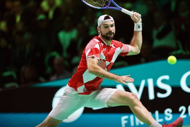 TENNIS - Davis Cup Final 8 BOLOGNA,ITALY,19.NOV.25 - TENNIS - ITF Davis Cup, Final 8, Italy vs Austria. Image shows Jurij Rodionov (AUT).  GEPAxpictures xMatthiasxHauer