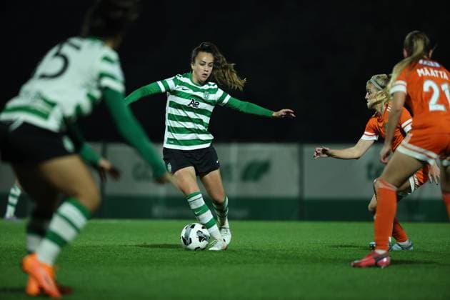 Daniela Arques ( Sporting CP Womens team ) in action during the match between Sporting CP Womens team and Glasgow City LFC Womens team, valid for UEFA Womens Europa Cup 2025 2026 - round of 16 at Estadio Aurelio Pereira on 19 November 2025. Lisboa Estadio Aurelio Pereira Alcochete Portugal Copyright: xIMAGOx xPRIMExSPORTSxIMAGESx xFILIPExOLIVEIRAx