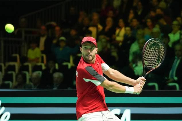 November 19, 2025, Bologna, Bretagne, Italy: Filip Misolic of Austria during the Davis Cup 2025, Final 8, Tennis event on 19 November 2025 in Bologna, Italy - Photo Bologna Italy - ZUMAl193 20251119_zsp_l193_045 Copyright: xLaurentxLairysx