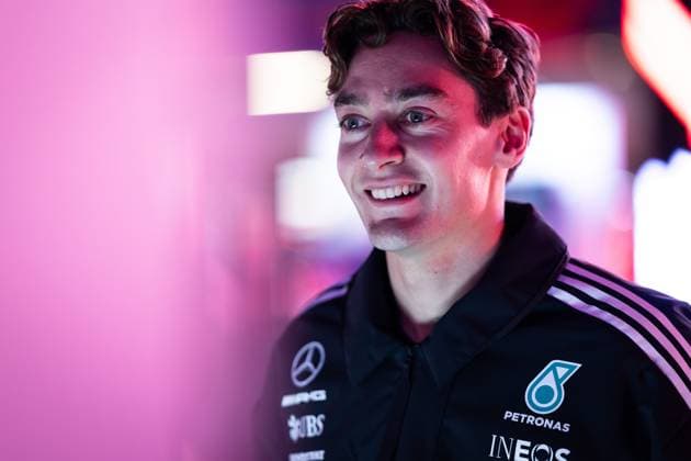 F1 - LAS VEGAS GRAND PRIX 2025 RUSSELL George (gbr), Mercedes AMG F1 Team W16, portrait during the 2025 Formula 1 Las Vegas Grand Prix, 22th round of the 2025 FIA Formula One World Championship, WM, Weltmeisterschaft from November 21 to 23, 2025 on the Las Vegas Strip Circuit, in Paradise, Nevada, United States of America - ParadiseUnited States  Copyright: xAndrÃ xFerreirax