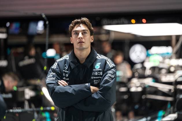 F1 - LAS VEGAS GRAND PRIX 2025 RUSSELL George (gbr), Mercedes AMG F1 Team W16, portrait during the 2025 Formula 1 Las Vegas Grand Prix, 22th round of the 2025 FIA Formula One World Championship, WM, Weltmeisterschaft from November 21 to 23, 2025 on the Las Vegas Strip Circuit, in Paradise, Nevada, United States of America - ParadiseUnited States  Copyright: xAndrÃ xFerreirax
