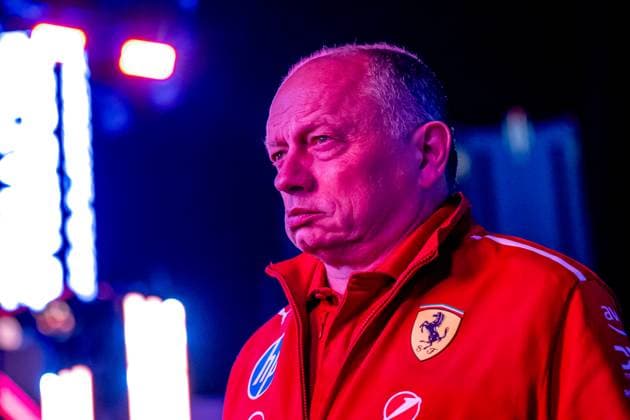 LAS VEGAS, UNITED STATES: Frederic Vasseur, racing for the Ferrari team during the 2025 Formula 1 Las Vegas Grand Prix at the Las Vegas Street Circuit in Las Vegas, United States