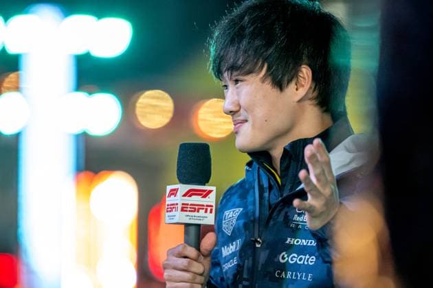 LAS VEGAS, UNITED STATES: Yuki Tsunoda, racing for the Red Bull Racing team during the 2025 Formula 1 Las Vegas Grand Prix at the Las Vegas Street Circuit in Las Vegas, United States