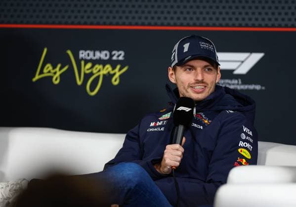 F1 - LAS VEGAS GRAND PRIX 2025 VERSTAPPEN Max (ned), Red Bull Racing RB21, portrait press conference, PK, Pressekonferenz during the 2025 Formula 1 Las Vegas Grand Prix, 22th round of the 2025 FIA Formula One World Championship, WM, Weltmeisterschaft from November 21 to 23, 2025 on the Las Vegas Strip Circuit, in Paradise, Nevada, United States of America - ParadiseUnited States Copyright: xDPPIx