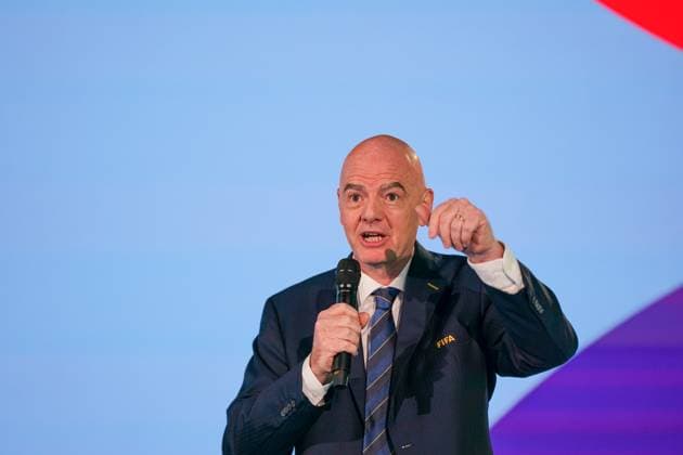 Fussball: FIFA WM-Qualifikation Europa 2025 26 Playoff-Auslosung Home of FIFA (Zürich, Schweiz): Gianni Infantino (FIFA Präsident) Zürich Kanton Zürich Schweiz Copyright: xJOERANxSTEINSIEKx