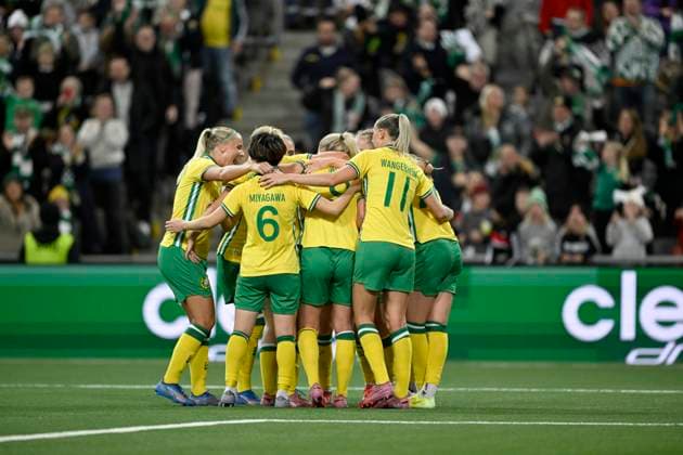 STOCKHOLM, SWEDEN 20251120 Hammarby s 31 Smilla Holmberg celebrates after scoring a 2-1 goal during Thursday s European Cup qualifying match 2 of 2 between Hammarby IF and AFC Ajax at 3Arena. STOCKHOLM SWEDEN x10050x