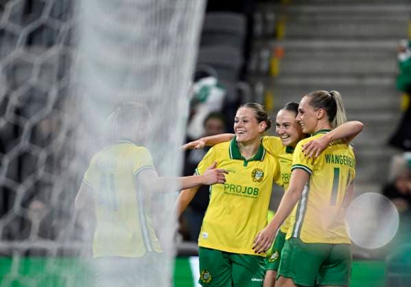 STOCKHOLM, SWEDEN 20251120 Hammarby s Vilde Hasund (2nd fh) celebrates with his teammates after winning 3-1 during Thursday s European Cup qualifying match 2 of 2 between Hammarby IF and AFC Ajax at 3Arena. STOCKHOLM SWEDEN x10050x